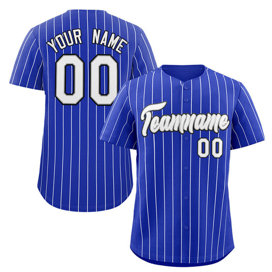 Custom Royal White-Navy Stripe Fashion Authentic Baseball Jersey