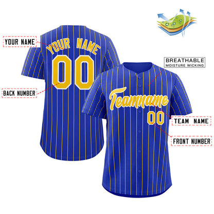 Custom Royal Gold-White Stripe Fashion Authentic Baseball Jersey