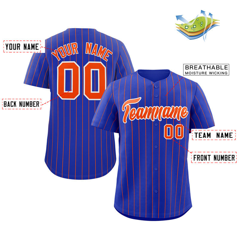 Custom Royal Orange-White Stripe Fashion Authentic Baseball Jersey