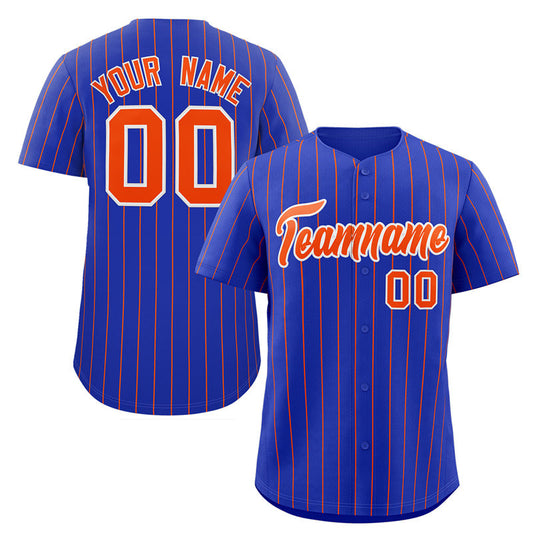 Custom Royal Orange-White Stripe Fashion Authentic Baseball Jersey