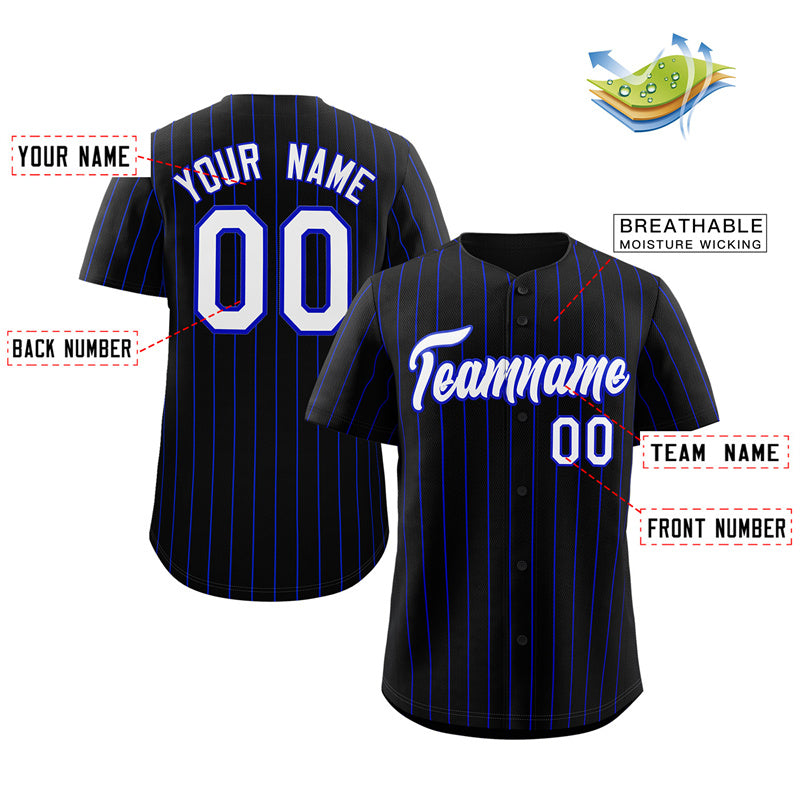 Custom Black White-Royal Stripe Fashion Authentic Baseball Jersey