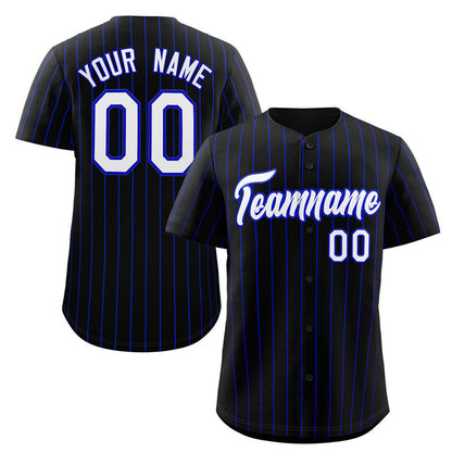 Custom Black White-Royal Stripe Fashion Authentic Baseball Jersey