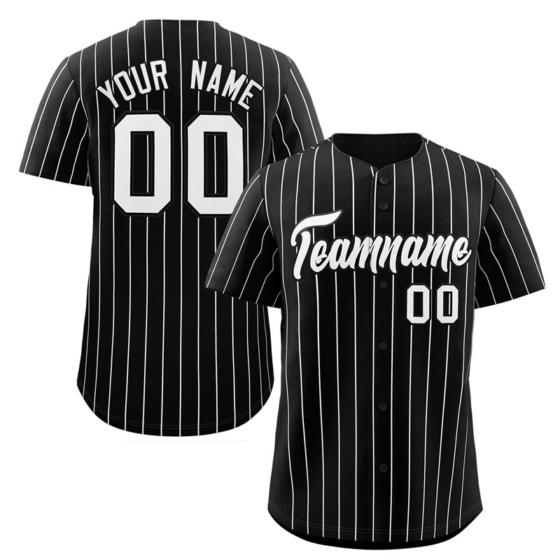 Custom Black White Stripe Fashion Authentic Baseball Jersey