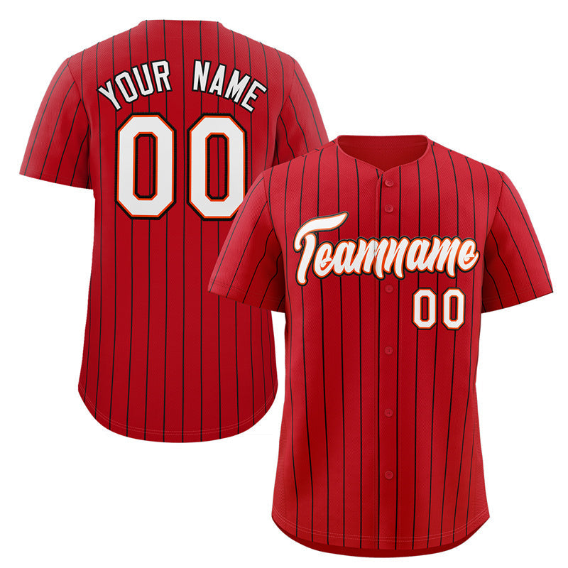 Custom Red White-Black Stripe Fashion Authentic Baseball Jersey