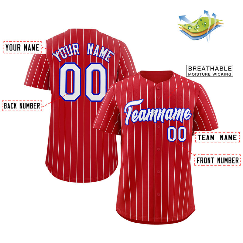 Custom Red White-Royal Stripe Fashion Authentic Baseball Jersey