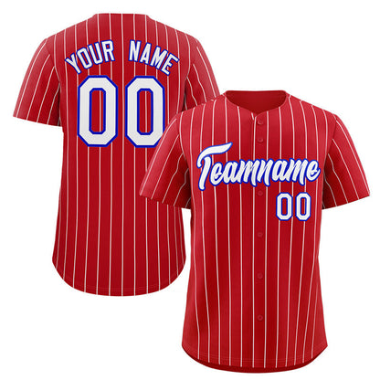 Custom Red White-Royal Stripe Fashion Authentic Baseball Jersey