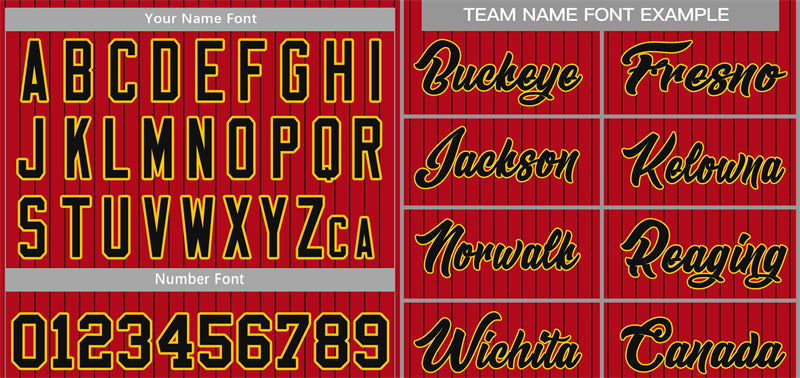 Custom Red Black-Yellow Stripe Fashion Authentic Baseball Jersey