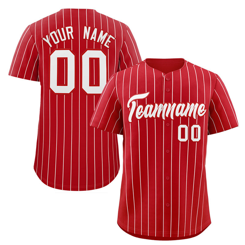 Custom Red White Stripe Fashion Authentic Baseball Jersey