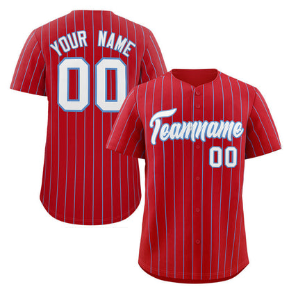 Custom Red White Light-Blue Stripe Fashion Authentic Baseball Jersey