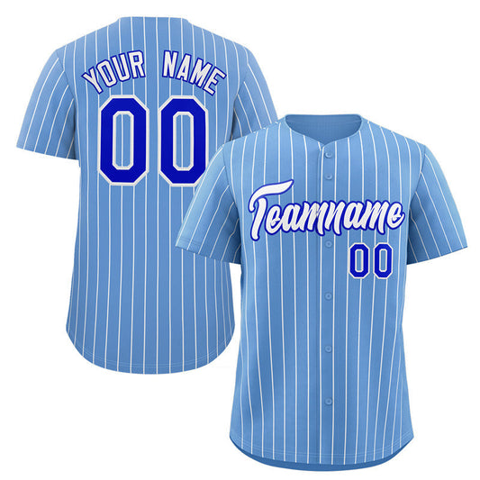 Custom Light Blue White-Royal Stripe Fashion Authentic Baseball Jersey