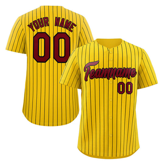 Custom Gold Crimson-Black Stripe Fashion Authentic Baseball Jersey