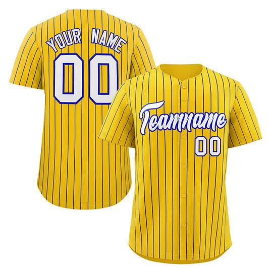 Custom Gold White-Royal Stripe Fashion Authentic Baseball Jersey