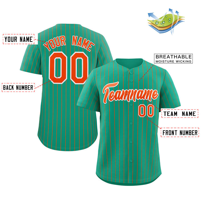 Custom Teal Orange-White Stripe Fashion Authentic Baseball Jersey