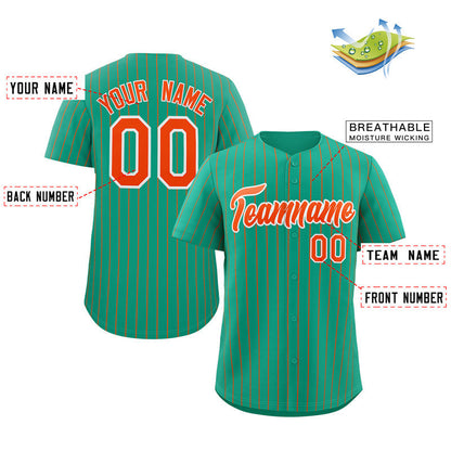 Custom Teal Orange-White Stripe Fashion Authentic Baseball Jersey