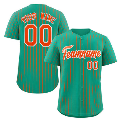 Custom Teal Orange-White Stripe Fashion Authentic Baseball Jersey