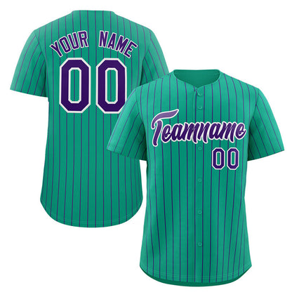 Custom Teal Purple-White Stripe Fashion Authentic Baseball Jersey