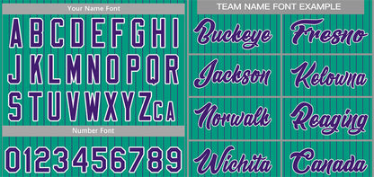 Custom Teal Purple-White Stripe Fashion Authentic Baseball Jersey