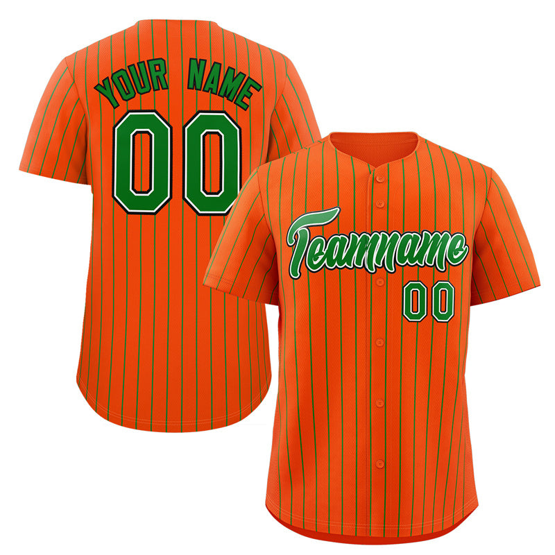 Custom Orange Green-Black Stripe Fashion Authentic Baseball Jersey