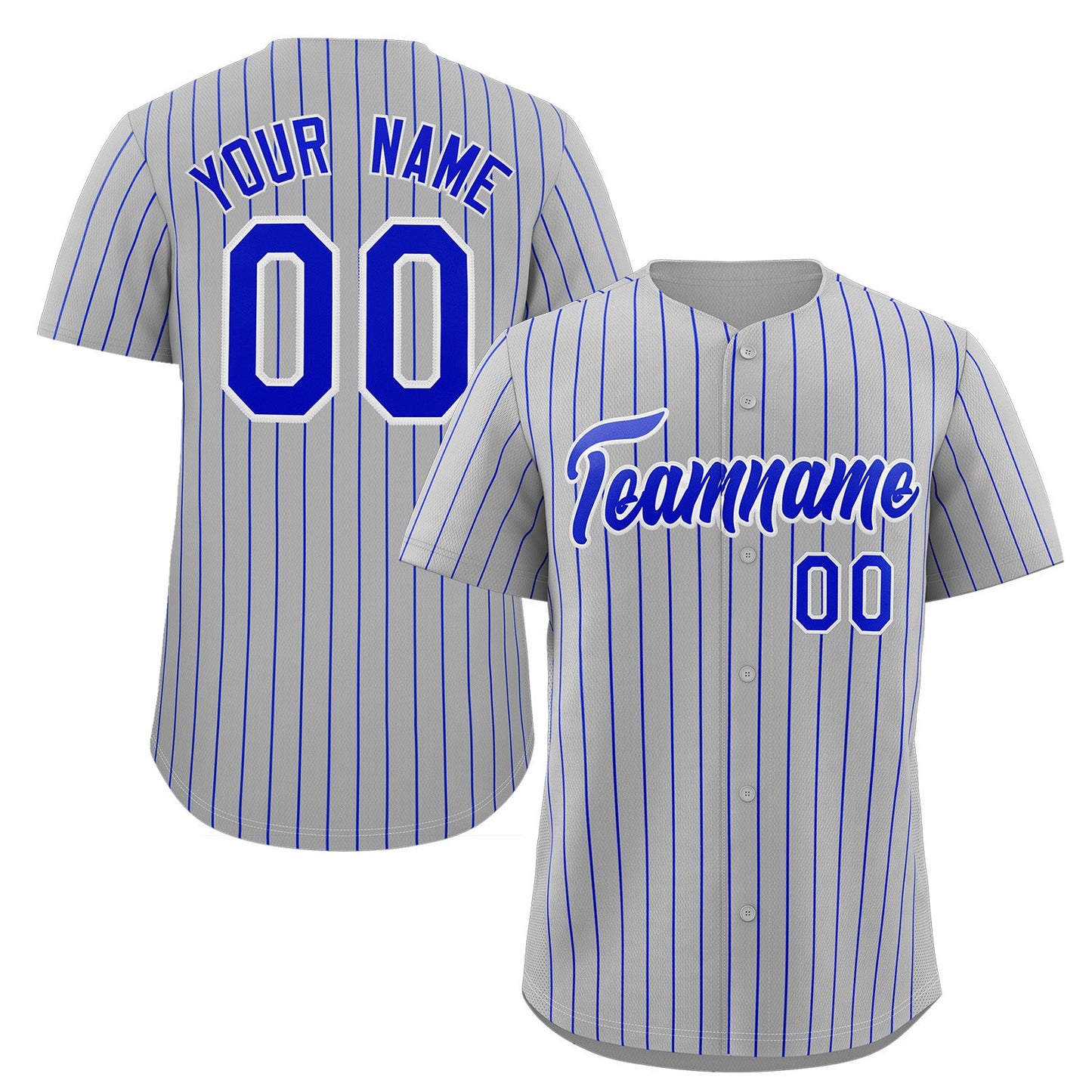 Custom Gray Royal-White Stripe Fashion Authentic Baseball Jersey