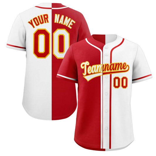 Custom White Red-Orange Hook Split Fashion Authentic Baseball Jersey