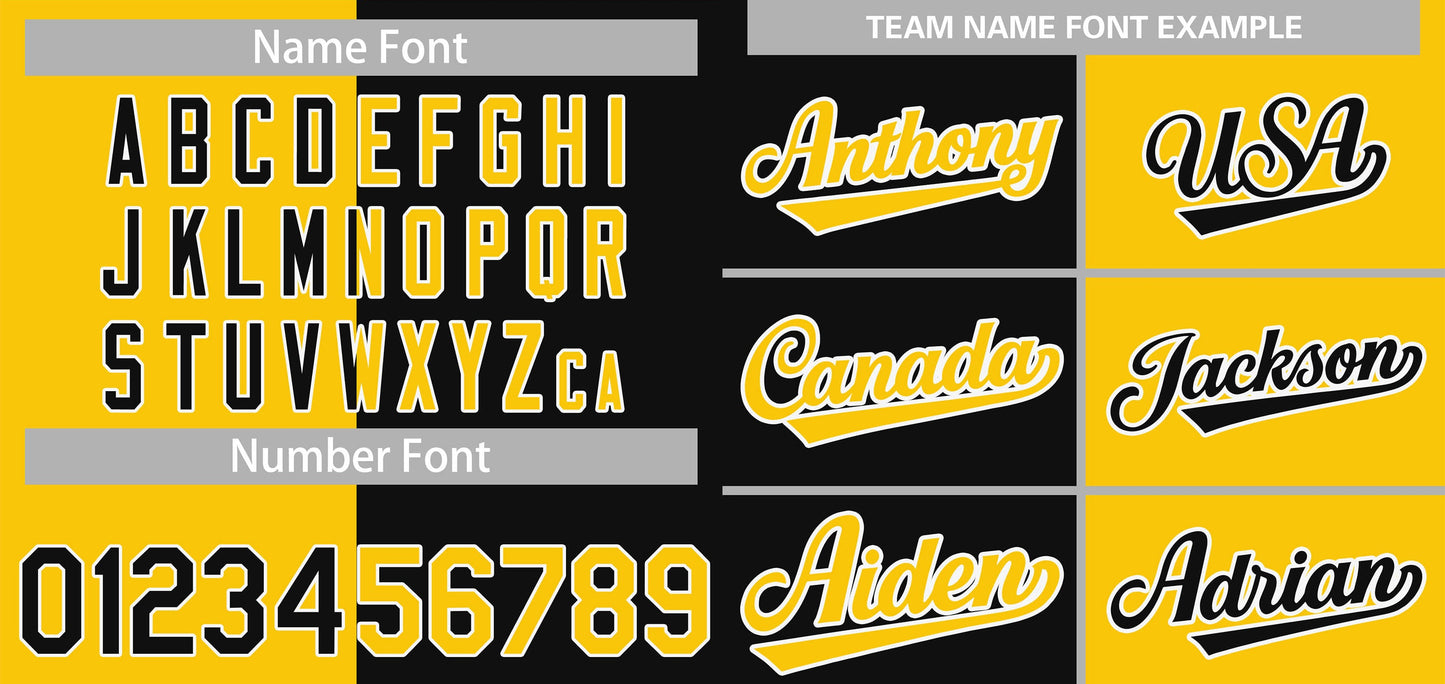 Custom Yellow Black-White Split Fashion Authentic Baseball Jersey