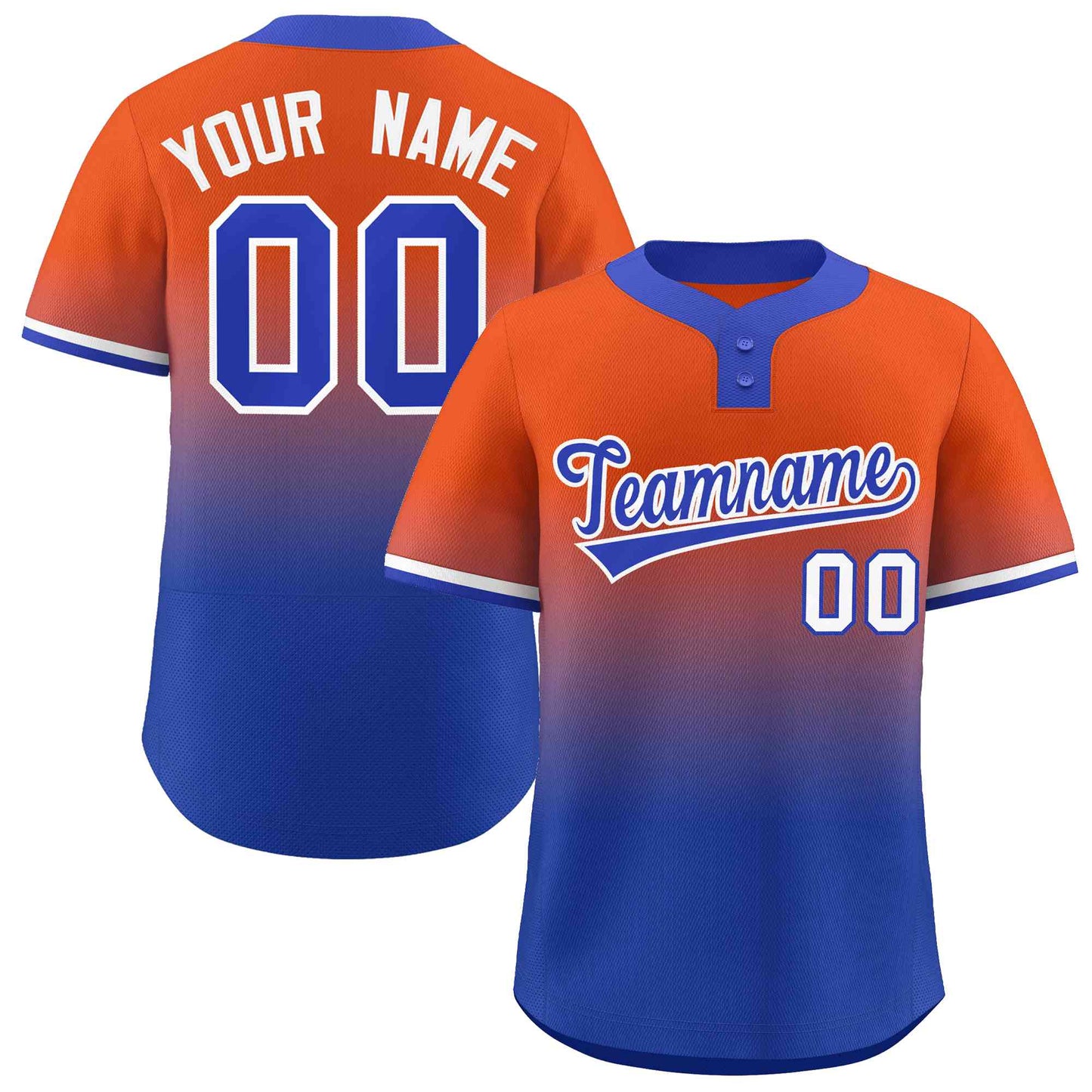 Custom Orange Royal Royal-White Gradient Fashion Authentic Two-Button Baseball Jersey