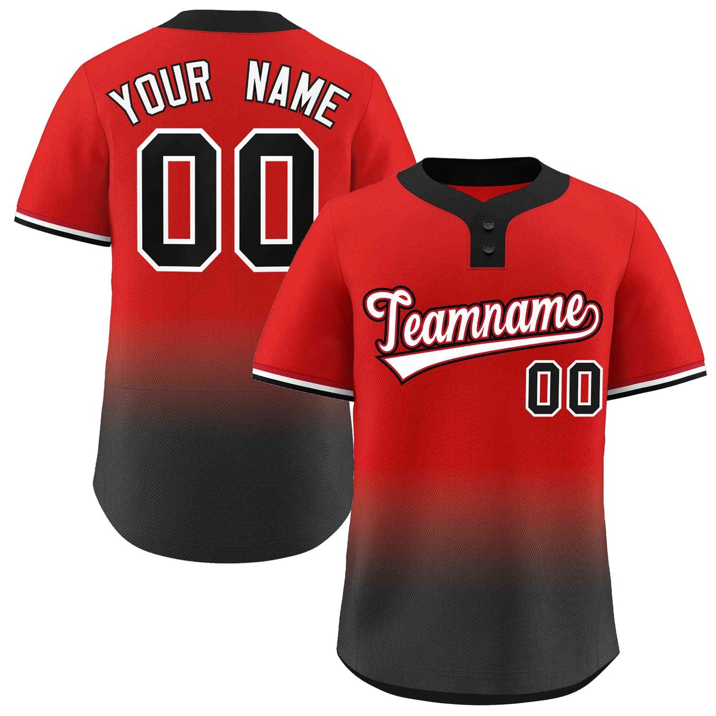 Custom Red Black White-Red Gradient Fashion Authentic Two-Button Baseball Jersey