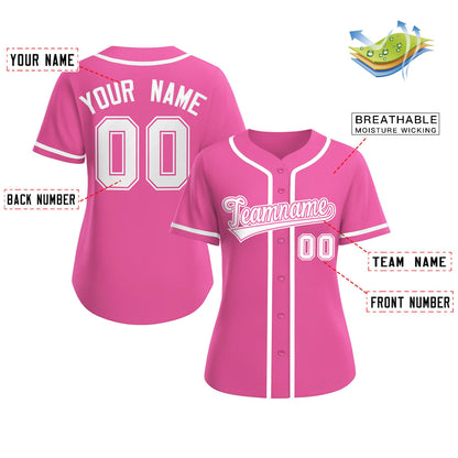 Custom Pink White-Pink Classic Style Baseball Jersey For Women