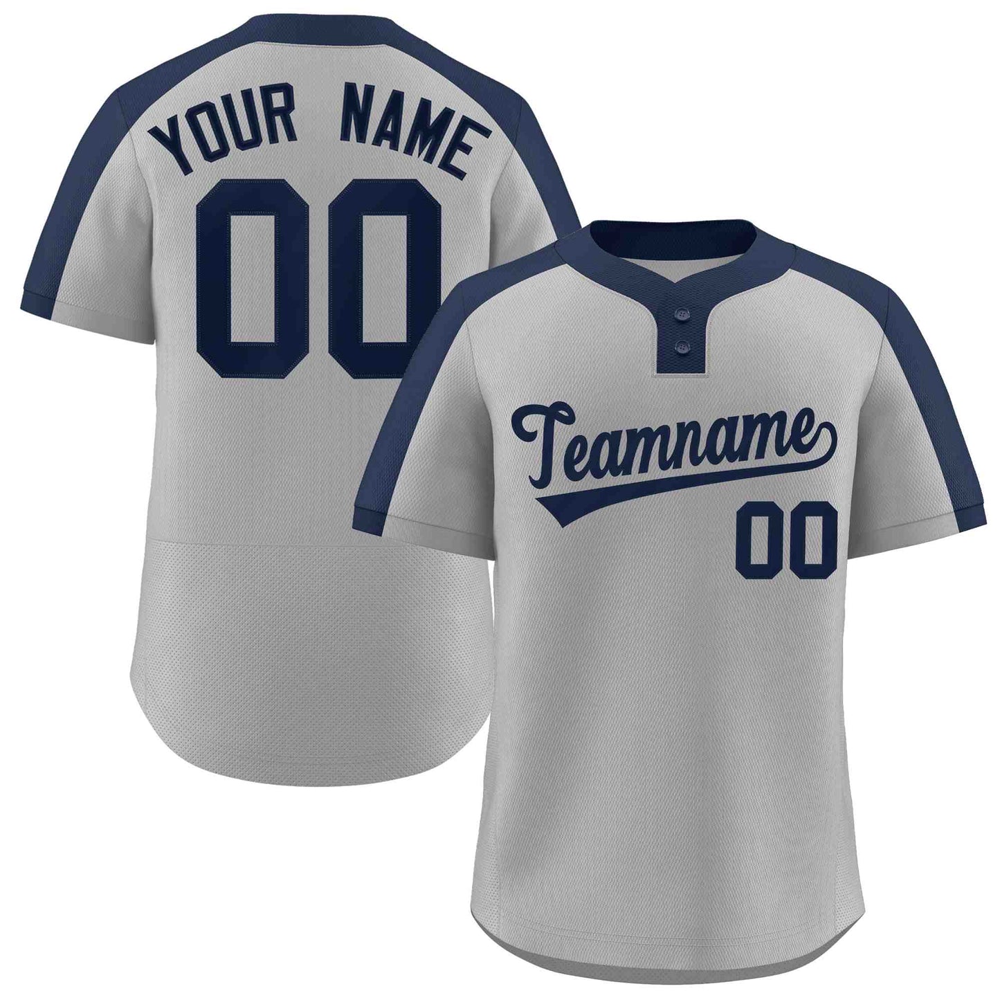 Custom Gray Navy Classic Style Authentic Two-Button Baseball Jersey