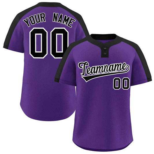 Custom Purple Black-White Classic Style Authentic Two-Button Baseball Jersey