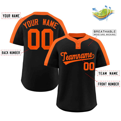 Custom Black Orange Classic Style Authentic Two-Button Baseball Jersey