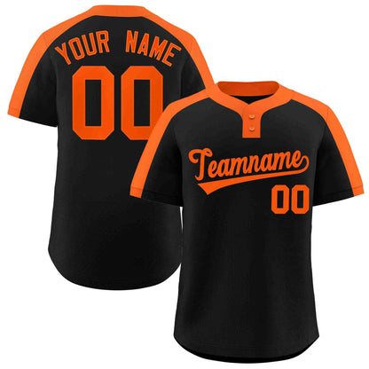 Custom Black Orange Classic Style Authentic Two-Button Baseball Jersey