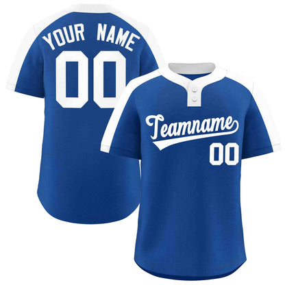 Custom Royal White Classic Style Authentic Two-Button Baseball Jersey