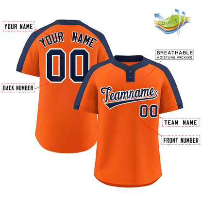 Custom Orange Navy-White Classic Style Authentic Two-Button Baseball Jersey