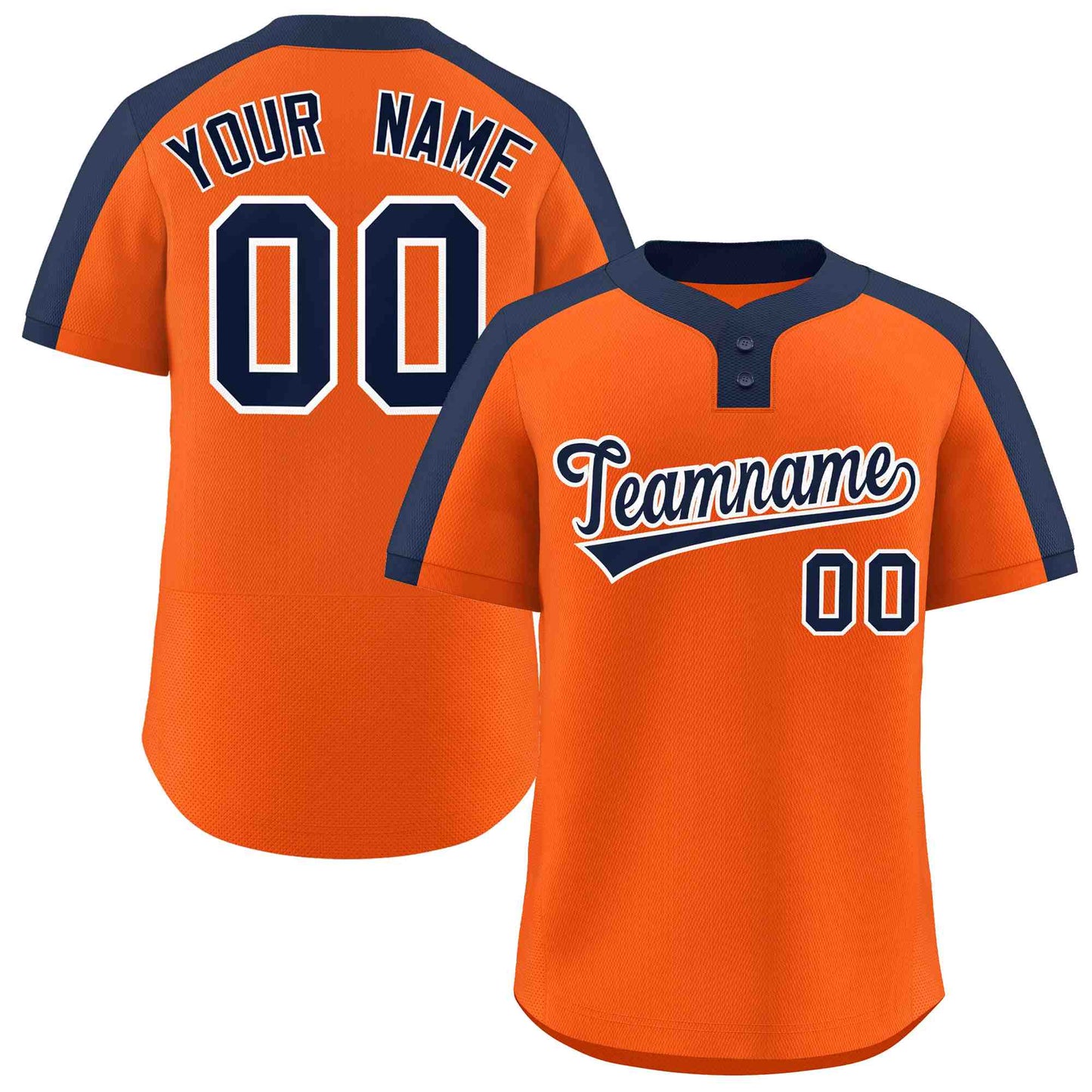 Custom Orange Navy-White Classic Style Authentic Two-Button Baseball Jersey