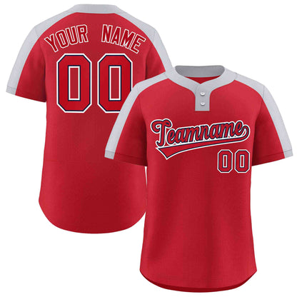 Custom Red Red-Navy Classic Style Authentic Two-Button Baseball Jersey