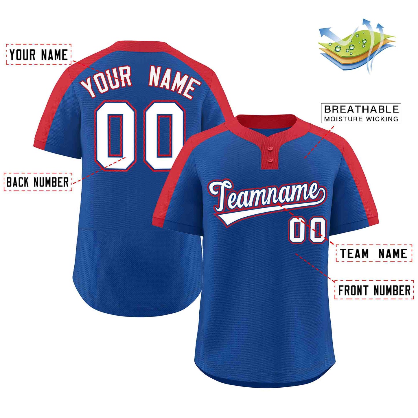 Custom Royal White-Royal Classic Style Authentic Two-Button Baseball Jersey