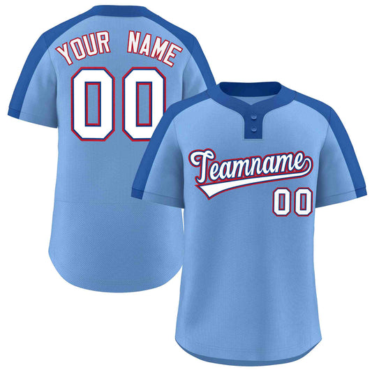 Custom Light Blue White-Royal Classic Style Authentic Two-Button Baseball Jersey