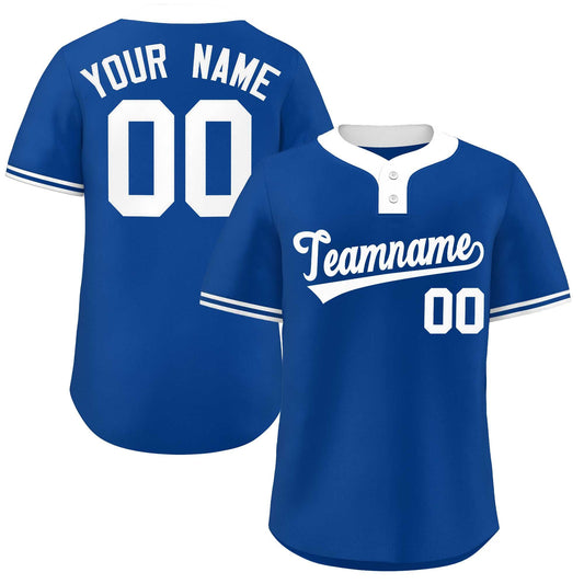 Custom Royal White Classic Style Authentic Two-Button Baseball Jersey