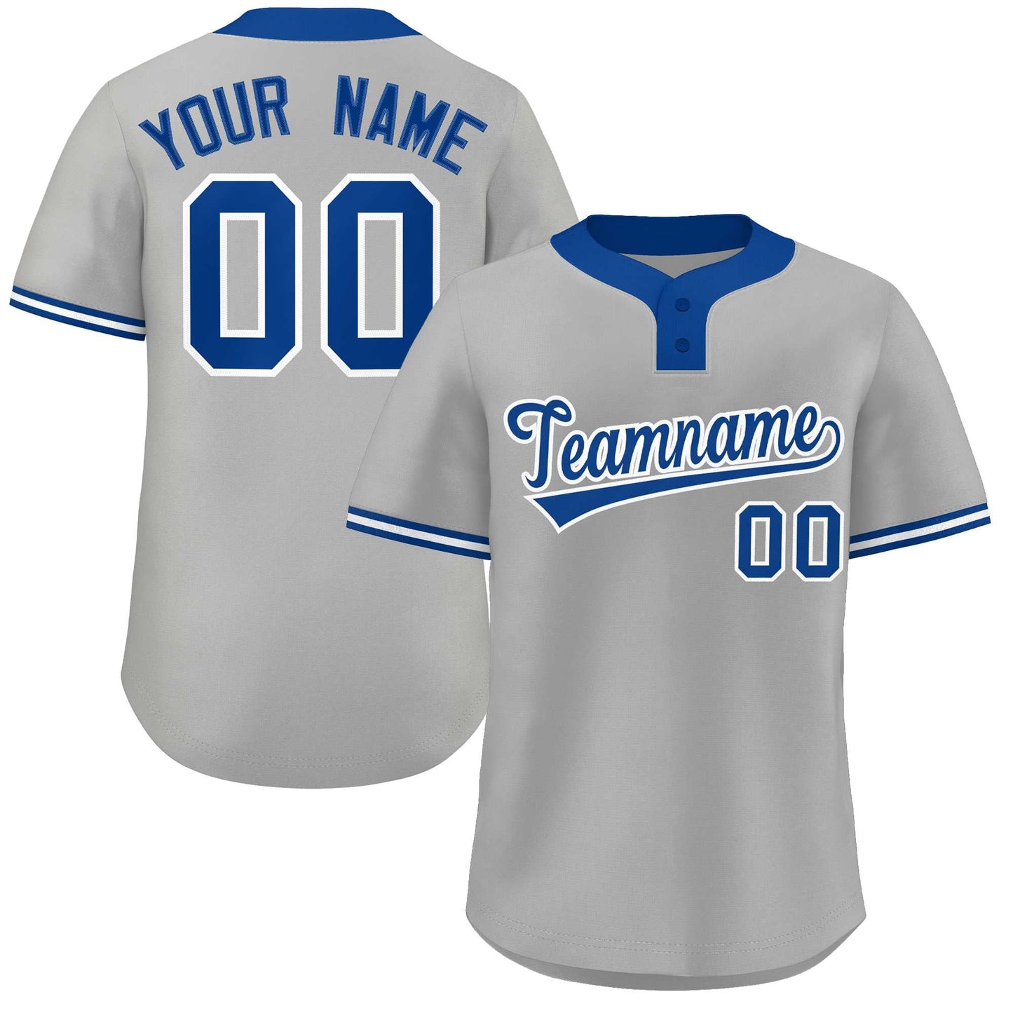 Custom Gray Royal-White Classic Style Authentic Two-Button Baseball Jersey