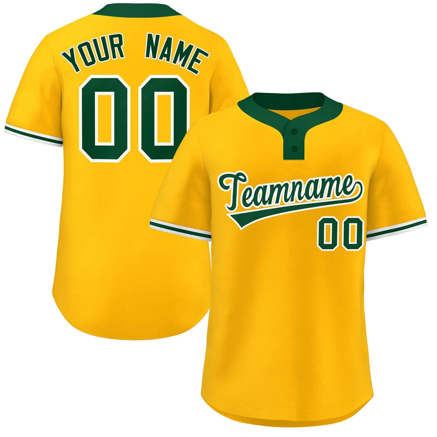 Custom Gold Kelly Green-White Classic Style Authentic Two-Button Baseball Jersey