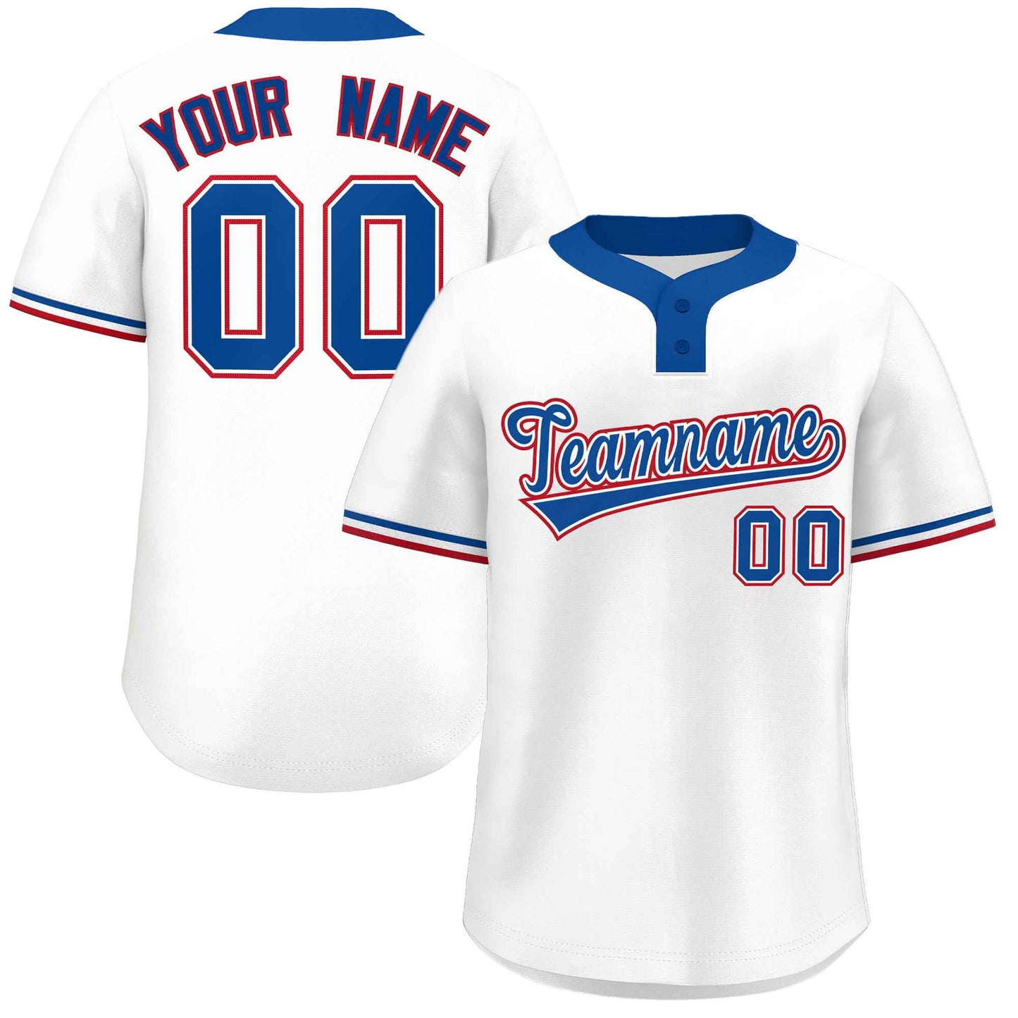 Custom White Royal-Red Classic Style Authentic Two-Button Baseball Jersey