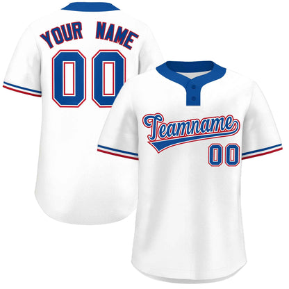 Custom White Royal-Red Classic Style Authentic Two-Button Baseball Jersey