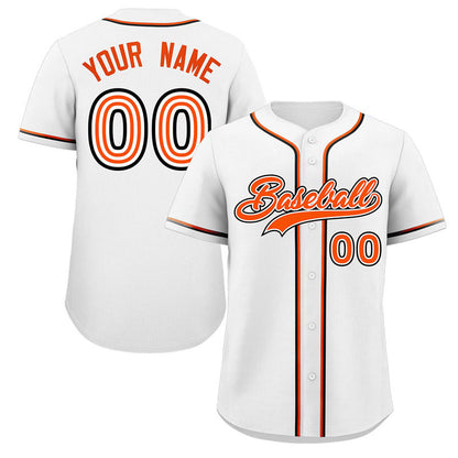 Custom White Orange-Black Classic Style Authentic Baseball Jersey