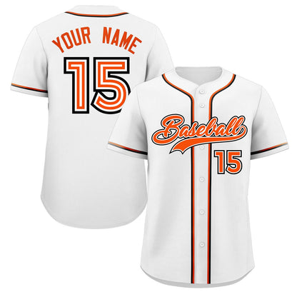 Custom White Orange Classic Style Authentic Baseball Jersey