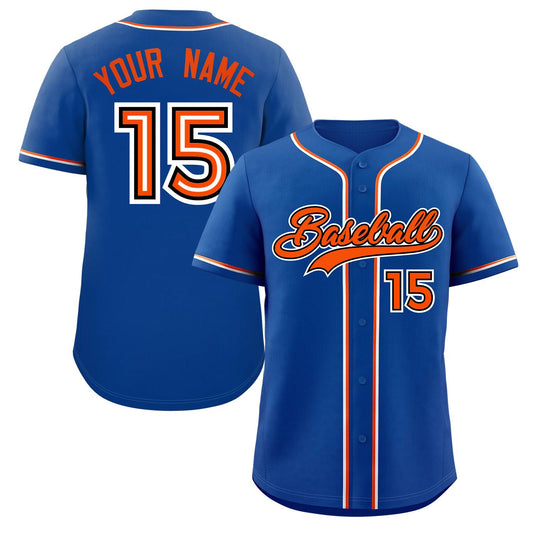 Custom Royal Orange Classic Style Authentic Baseball Jersey