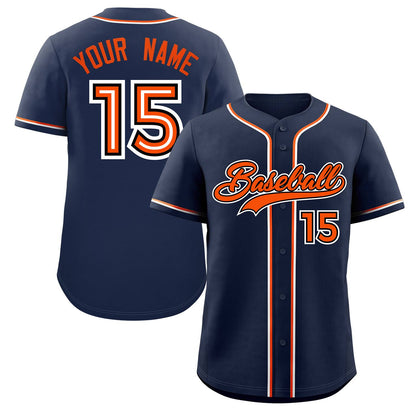 Custom Baseball Navy Orange Classic Style Authentic Baseball Jersey