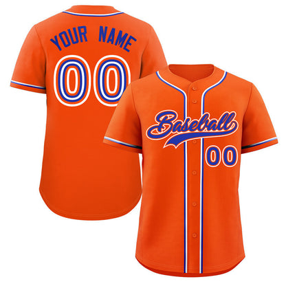 Custom Orange Royal-White Classic Style Authentic Baseball Jersey