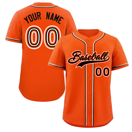 Custom Orange Black-White Classic Style Authentic Baseball Jersey