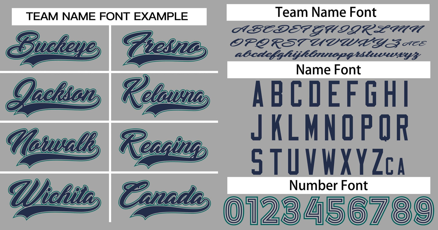 Custom Gray Navy-Aqua Classic Style Authentic Baseball Jersey